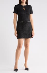 Eliza J Embellished Tweed Shift Minidress
