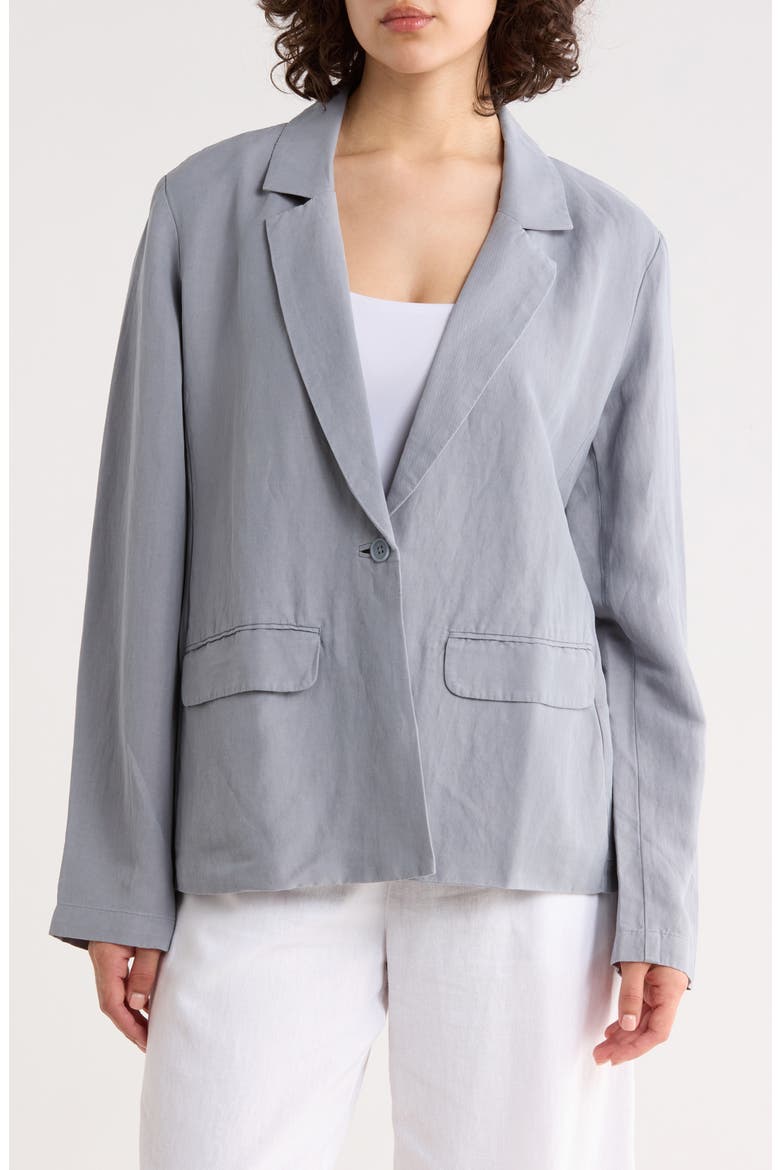 Organic Linen & Silk Blazer, Main, color, GREY STONE
