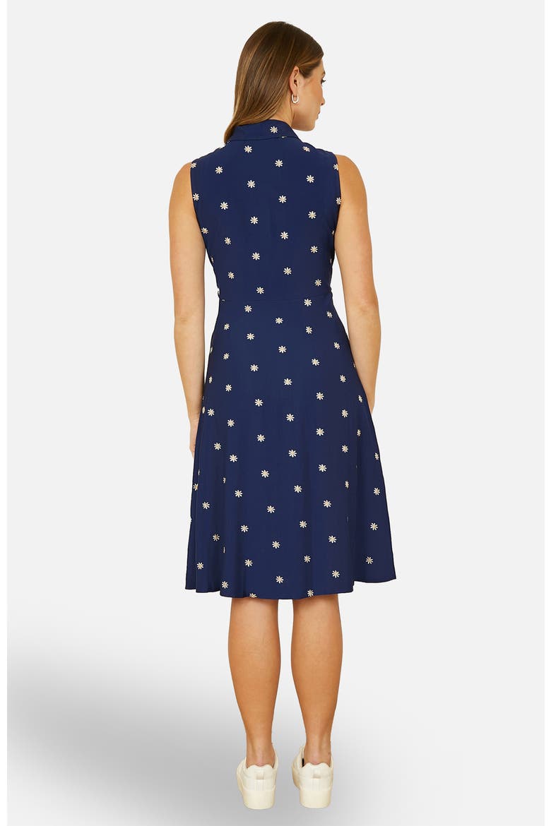 Daisy Print Sleeveless Shirt Dress, Alternate, color, Navy