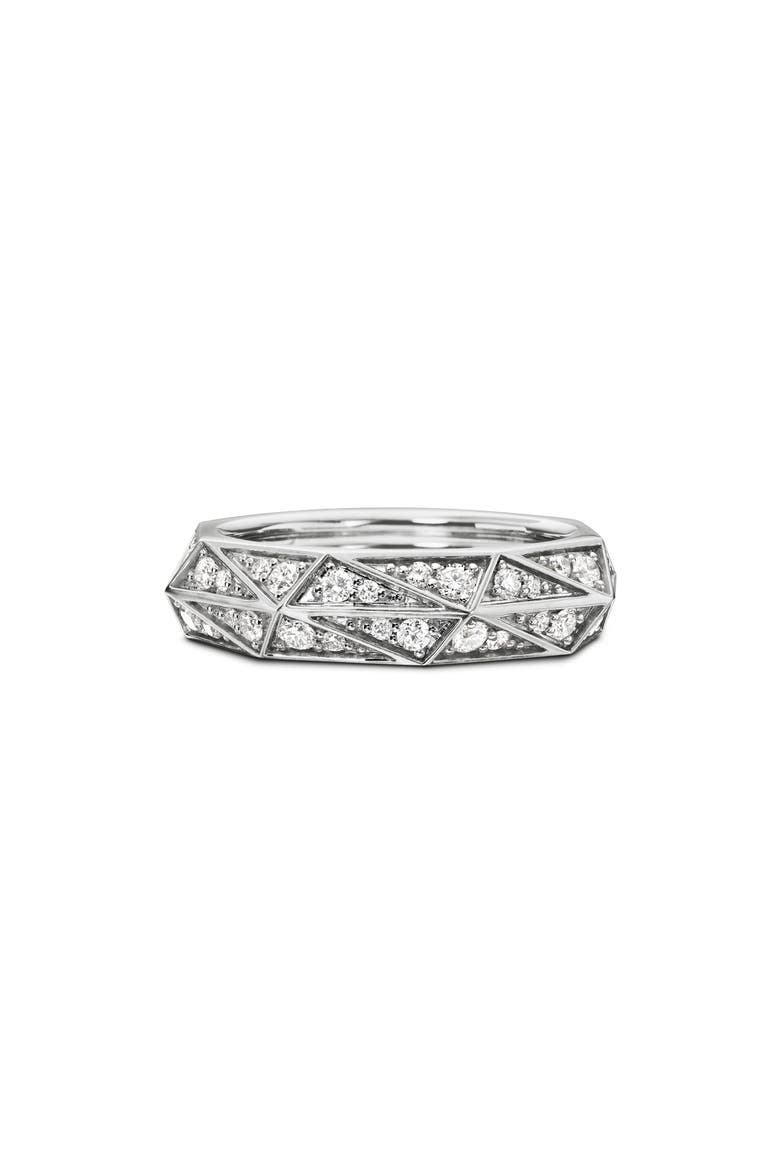 Torqued Faceted Band Ring in Sterling Silver with Pavé Diamonds, Main, color, STERLING SILVER