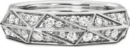 David Yurman Torqued Faceted Band Ring in Sterling Silver with Pavé Diamonds