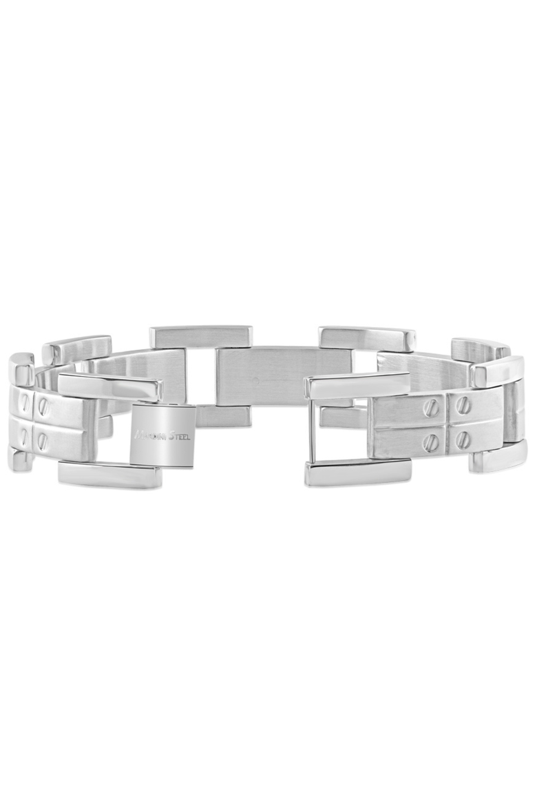 Men's Steel 17.5mm Wide Link Flexible 8.5" Bracelet, Alternate, color, Stainless Steel