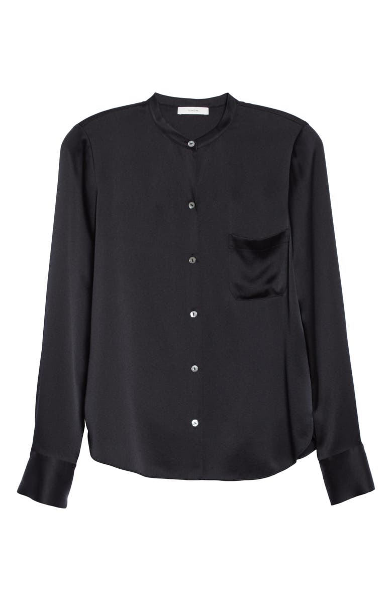 Vince Slim Fit Band Collar Silk Blouse, Alternate, color, 