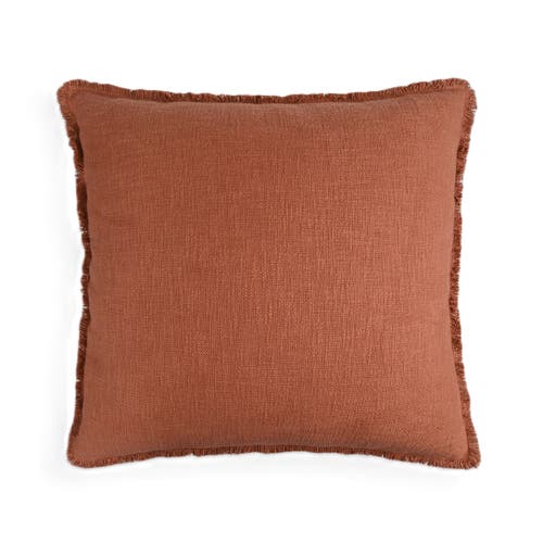 Naki & Ssam Organic Chic Solid Square Pillow Cover With Frayed Edges