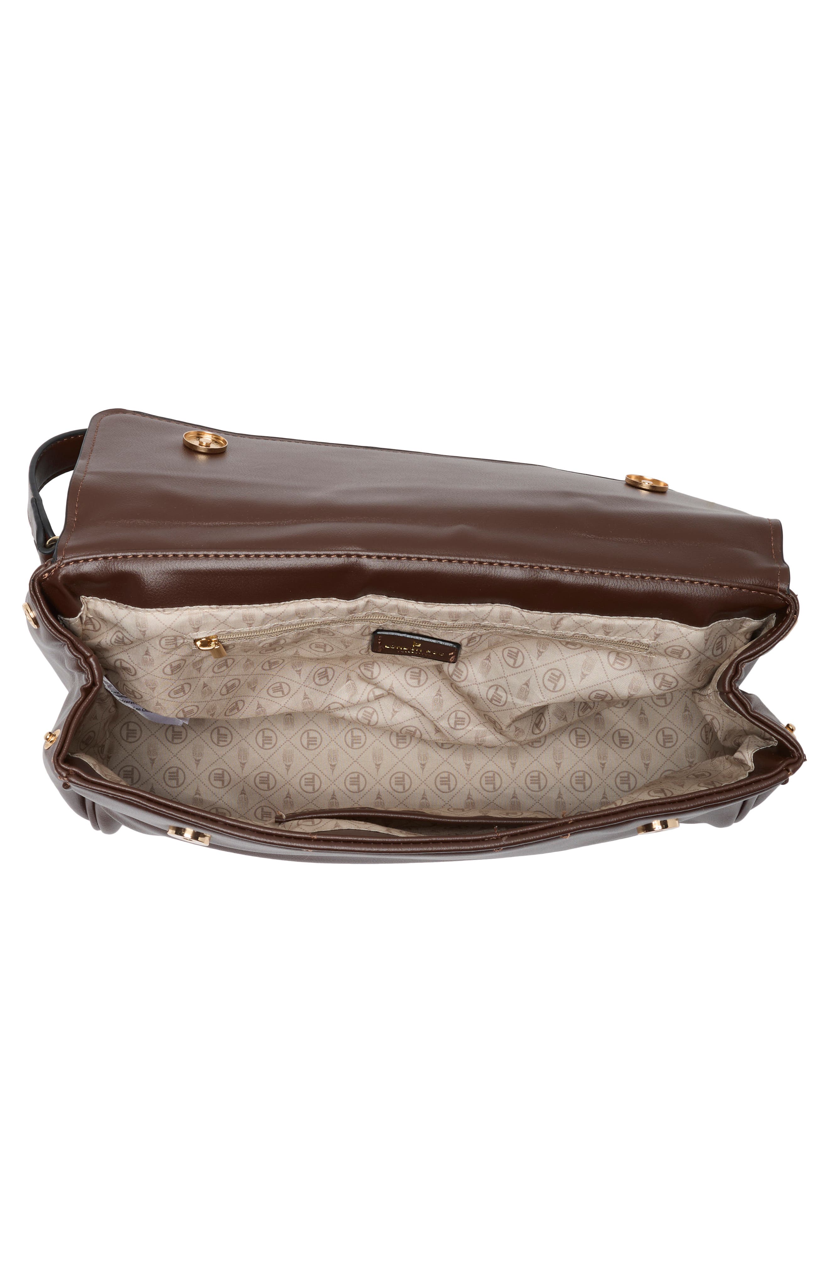 Faux Leather Top Handle Bag, Alternate, color, CHOCOLATE