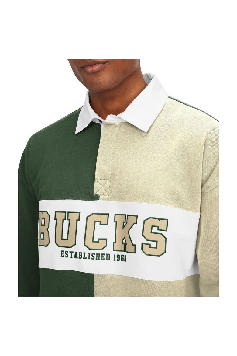 Men's Tommy Jeans Green/Cream Milwaukee Bucks Ronnie Rugby Long Sleeve T-Shirt, Alternate, color, Green