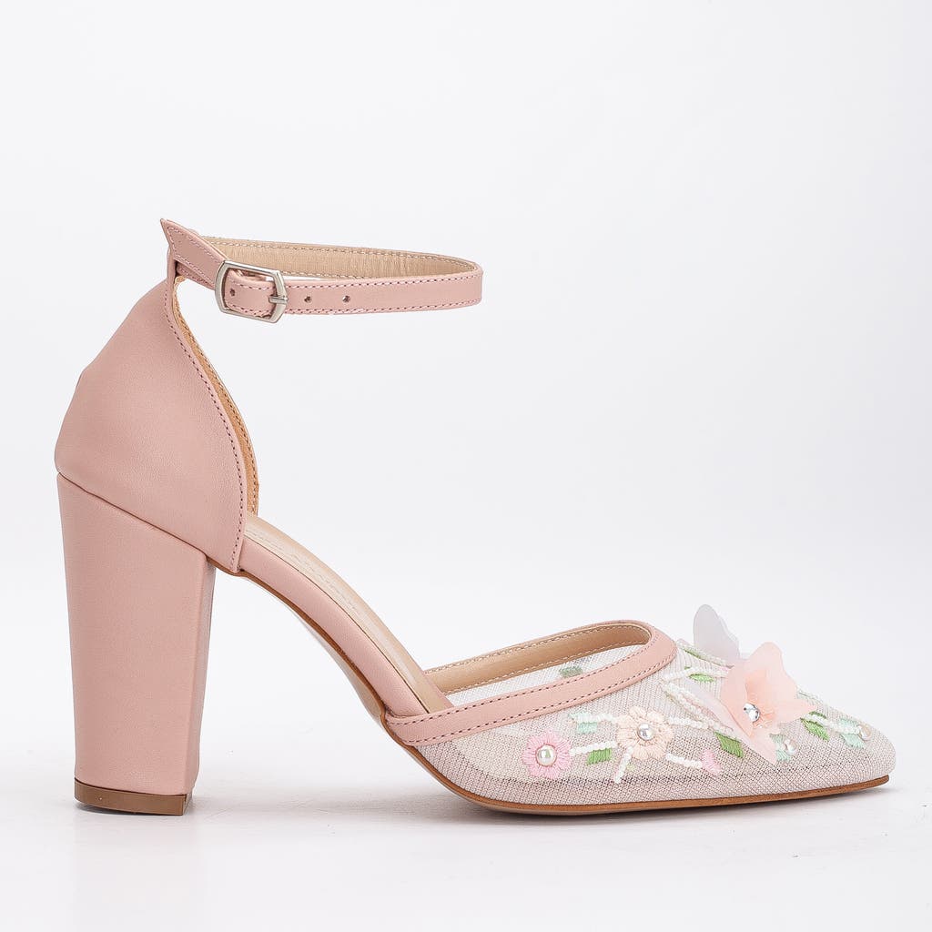 Forever & Always Shoes Ivy 3d Floral Lace High Heels In Blush
