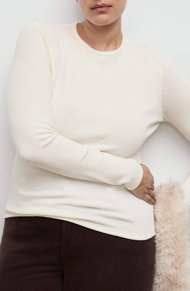 MANGO Crewneck Top, Main, color, Off White