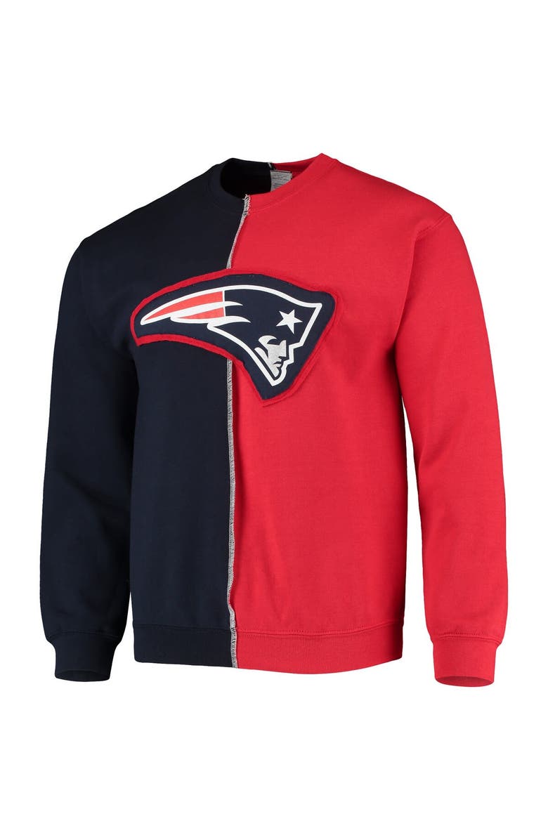 REFRIED APPAREL Men's Refried Apparel Navy/Red New England Patriots Sustainable Split Center Pullover Sweatshirt, Alternate, color, 