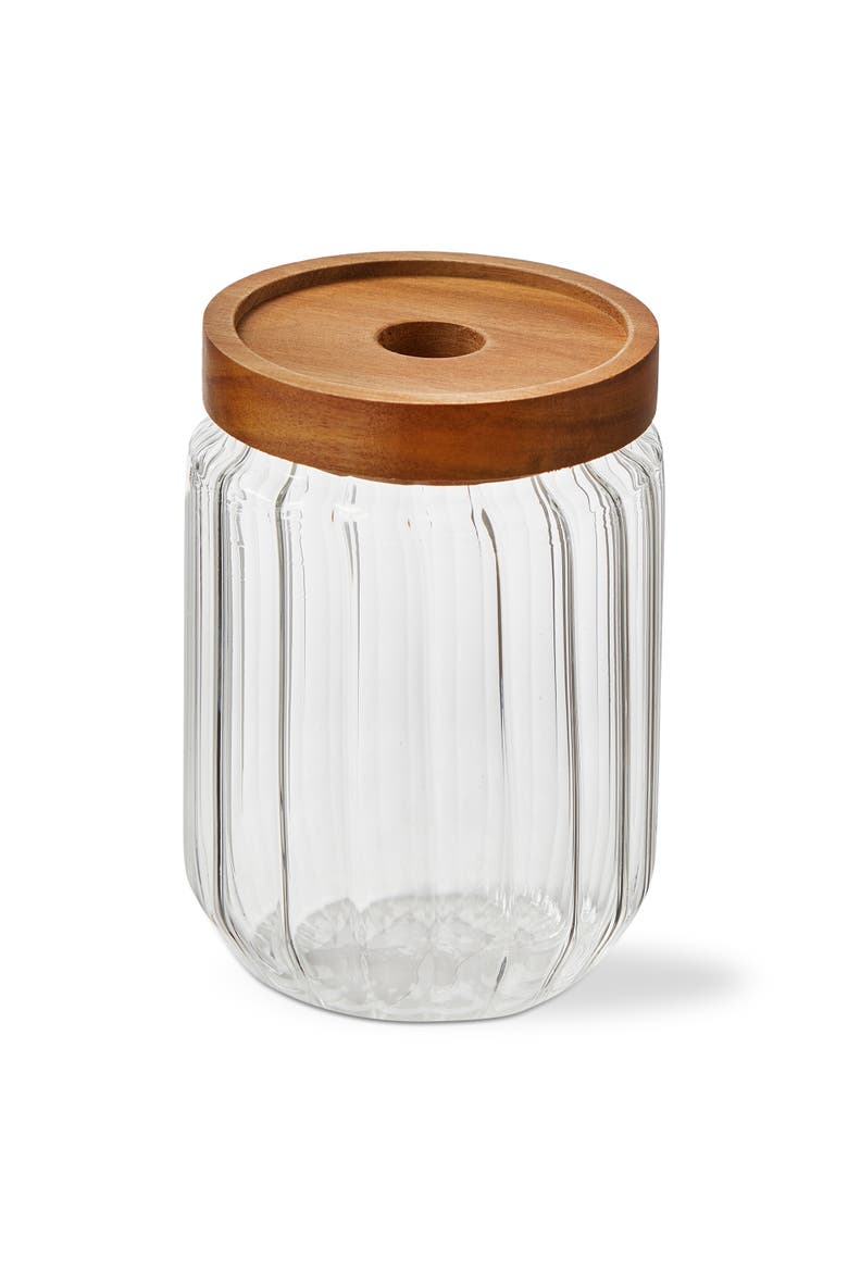 Ribbed Glass Canister Medium Clear Glass Everyday, Main, color, Clear