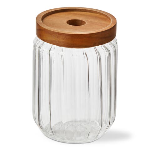 Ribbed Glass Canister Medium Clear Glass Everyday