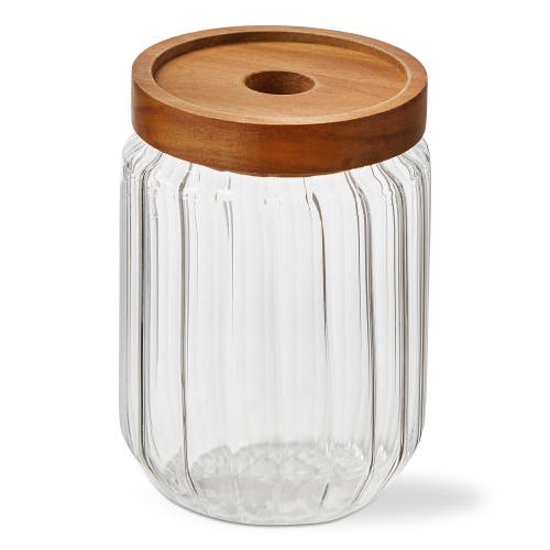 Tag Ribbed Glass Canister Medium Clear Glass Everyday In Transparent