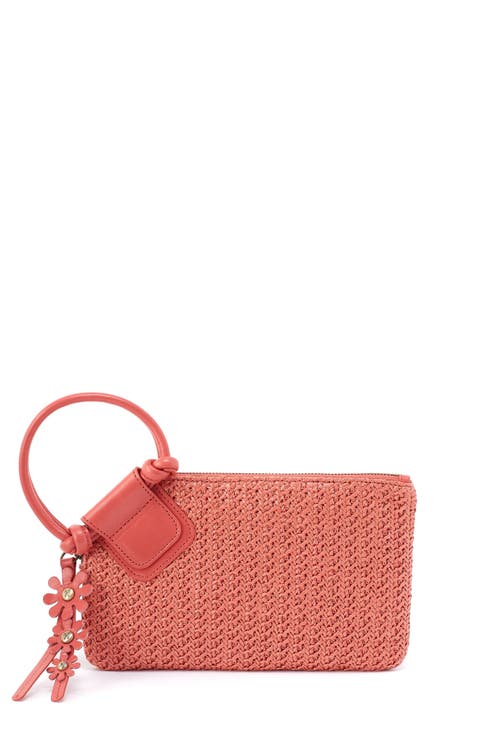 Sable Straw & Leather Wristlet