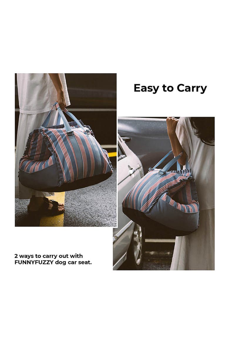 Vintage Lace Stripe Travel Safety Dog Car Seat Bed, Alternate, color, Lace Stripe