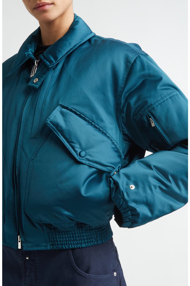 Down Sateen Bomber Jacket, Alternate, color, DARK TEAL