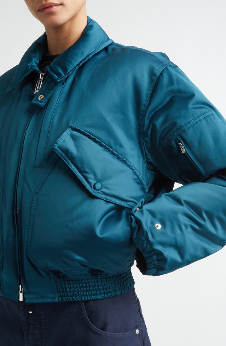 Victoria Beckham Down Sateen Bomber Jacket, Alternate, color, Dark Teal