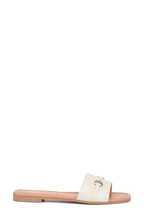 New York And Company Naia Slide Sandal In Silver Linen