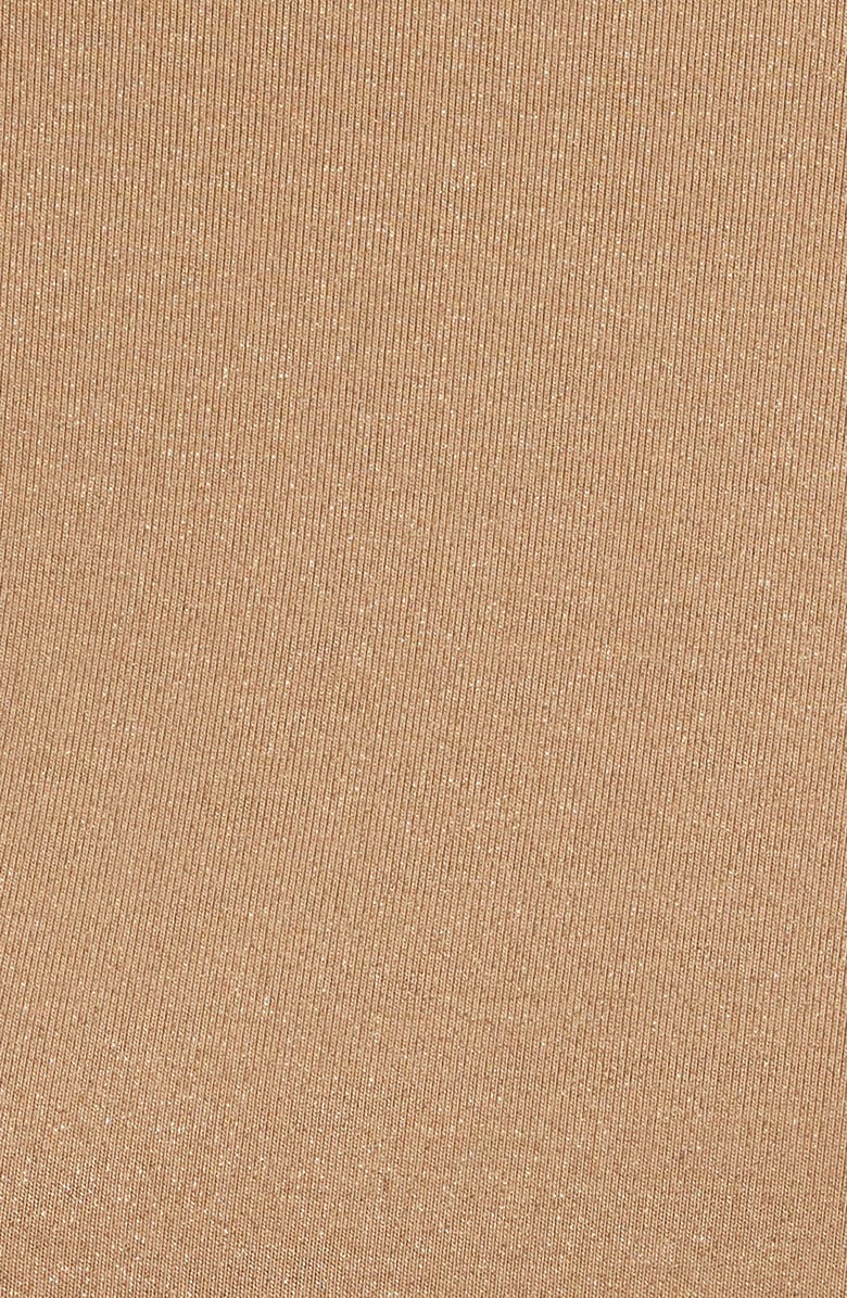 Anne Klein Shimmer Turtleneck Long Sleeve Top, Alternate, color, Light Coffee/ Light Gold