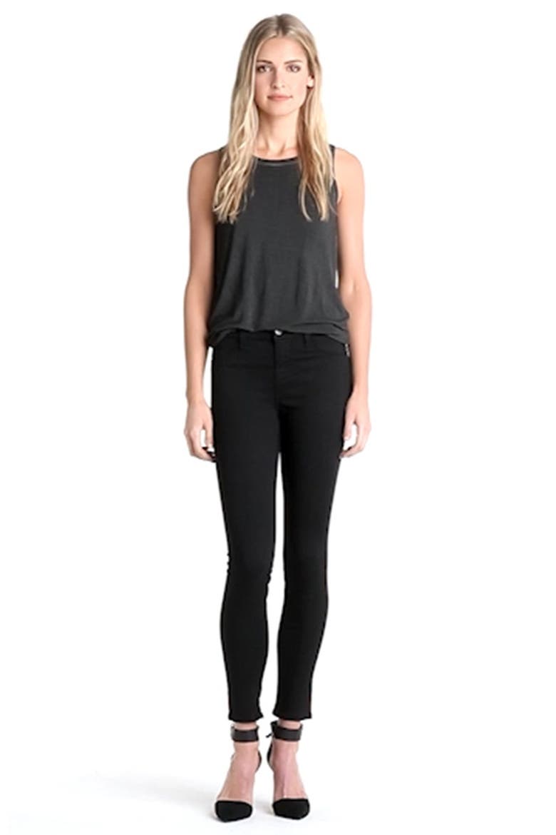 '485' Mid Rise Super Skinny Jeans, Alternate, color, BLACK