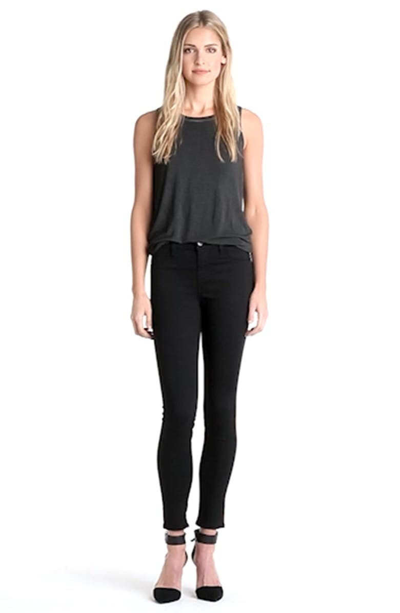 J Brand '485' Mid Rise Super Skinny Jeans, Alternate, color, Black