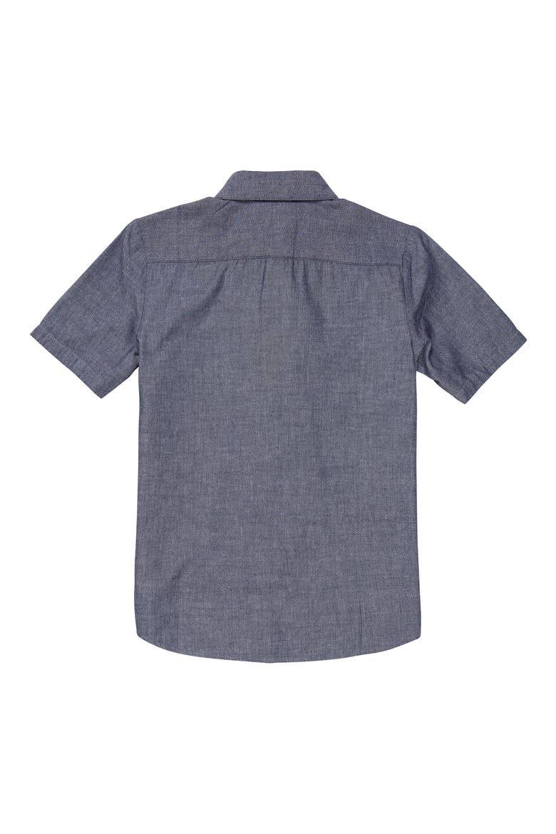 Kids' Play Date Knight Chambray Short Sleeve Button-Up Shirt, Alternate, color, NAVY