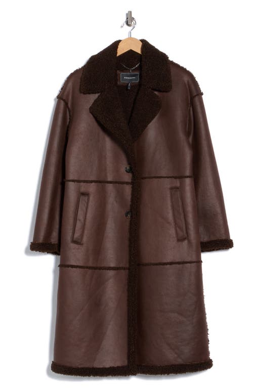 Bcbgeneration Faux Shearling Lined Faux Suede Coat In Brown