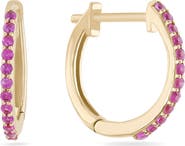LANA 14K Gold Mini Pink Sapphire Huggie Hoop Earrings