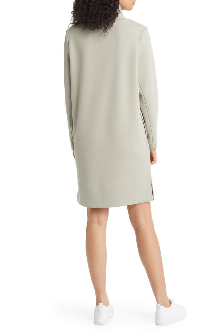 Scrunch Neck Long Sleeve Shift Minidress, Alternate, color, TAN COBBLESTONE