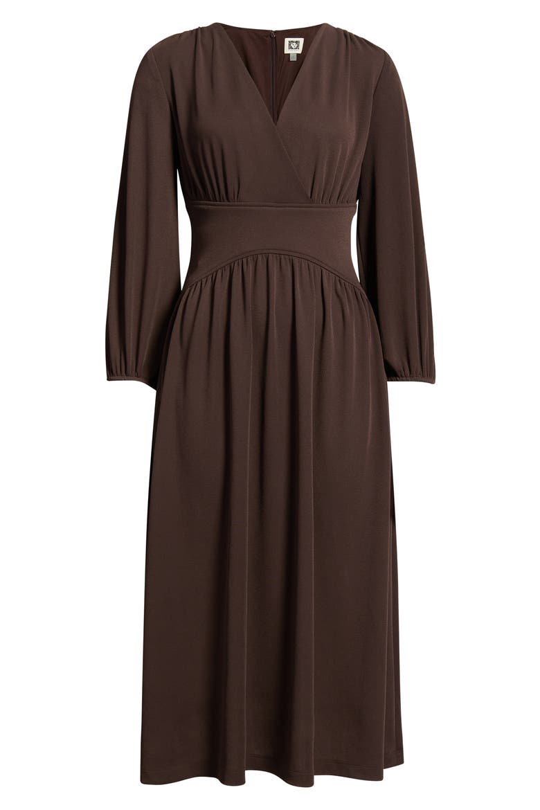 Blouson Sleeve Midi Dress, Alternate, color, MOLASSES