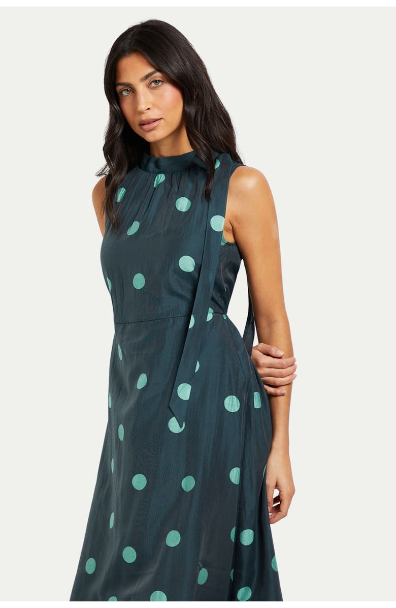 Wallis Spot Tie Neck Sleeveless Midi Dress, Alternate, color, Mint