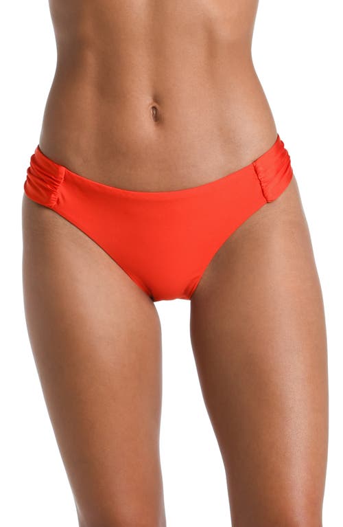 Sunshine 79 Solids Shirred Side Bikini Bottoms In Red
