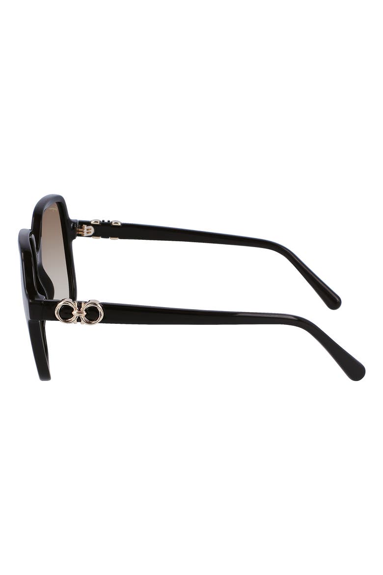 57mm Gradient Rectangular Sunglasses, Alternate, color, DARK BROWN