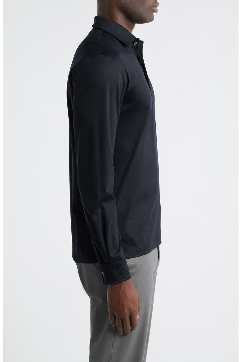 Mercerized Cotton Long Sleeve Polo, Alternate, color, BLACK