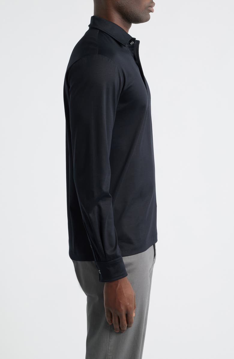 Aurélien Mercerized Cotton Long Sleeve Polo, Alternate, color, Black