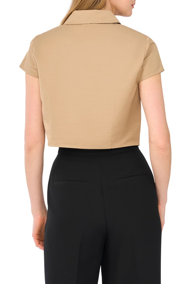 Cap Sleeve Button-Up Shirt, Alternate, color, ALMOND LATTE