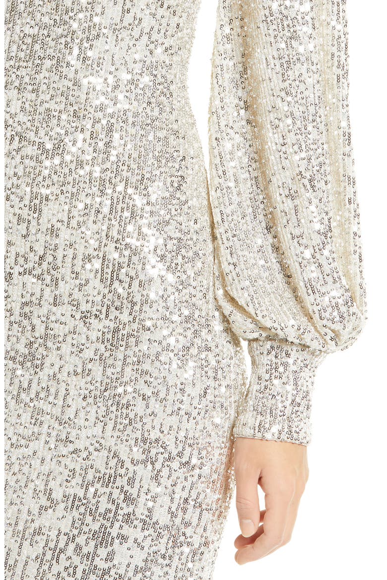Long Sleeve Sequin Cocktail Dress, Alternate, color, SILVER