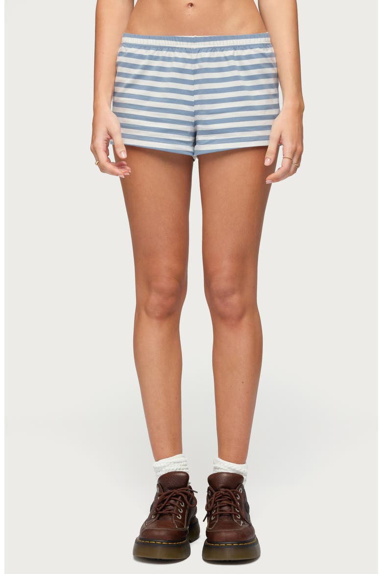 Aubrie Stripe Low Rise Shorts, Main, color, BLUE AND WHITE