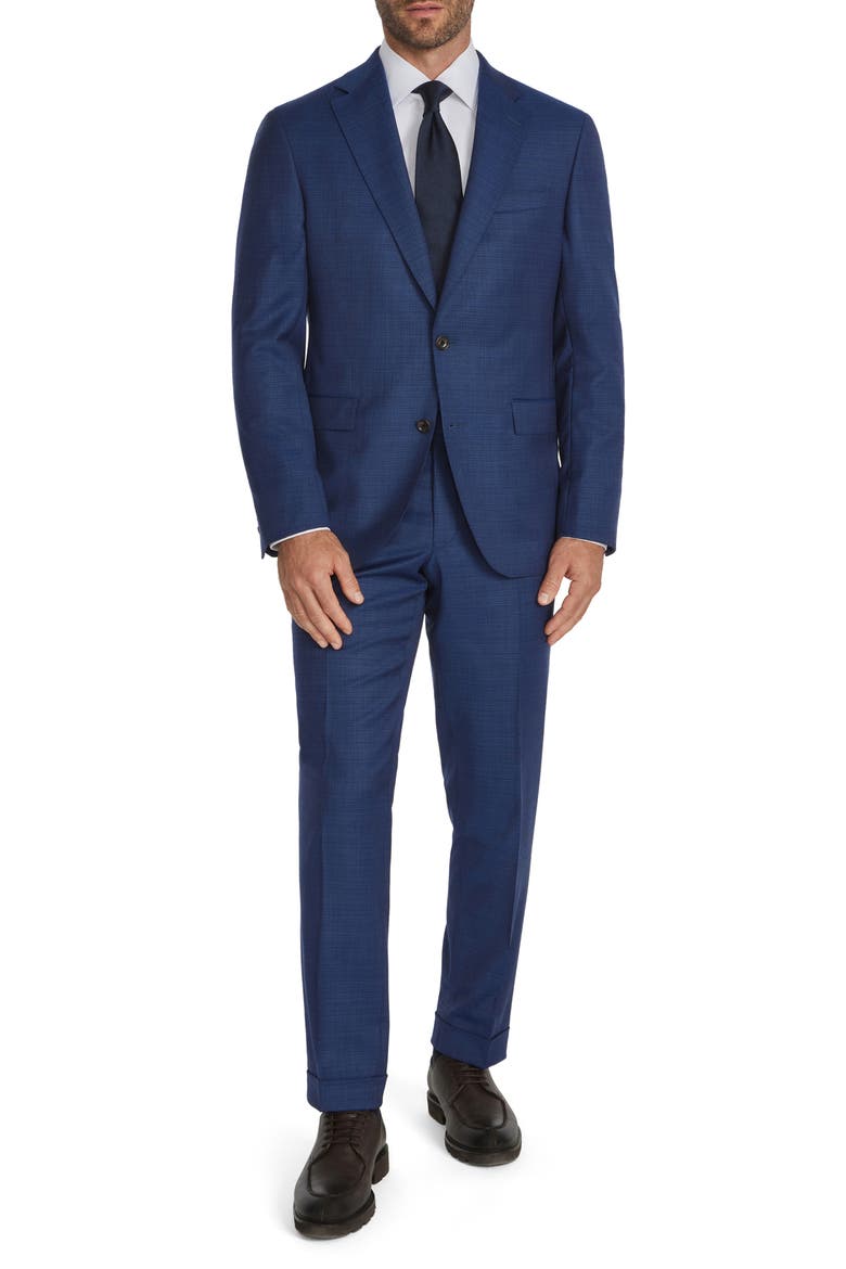 Esprit Blue Slub Wool Suit, Alternate, color, MID BLUE