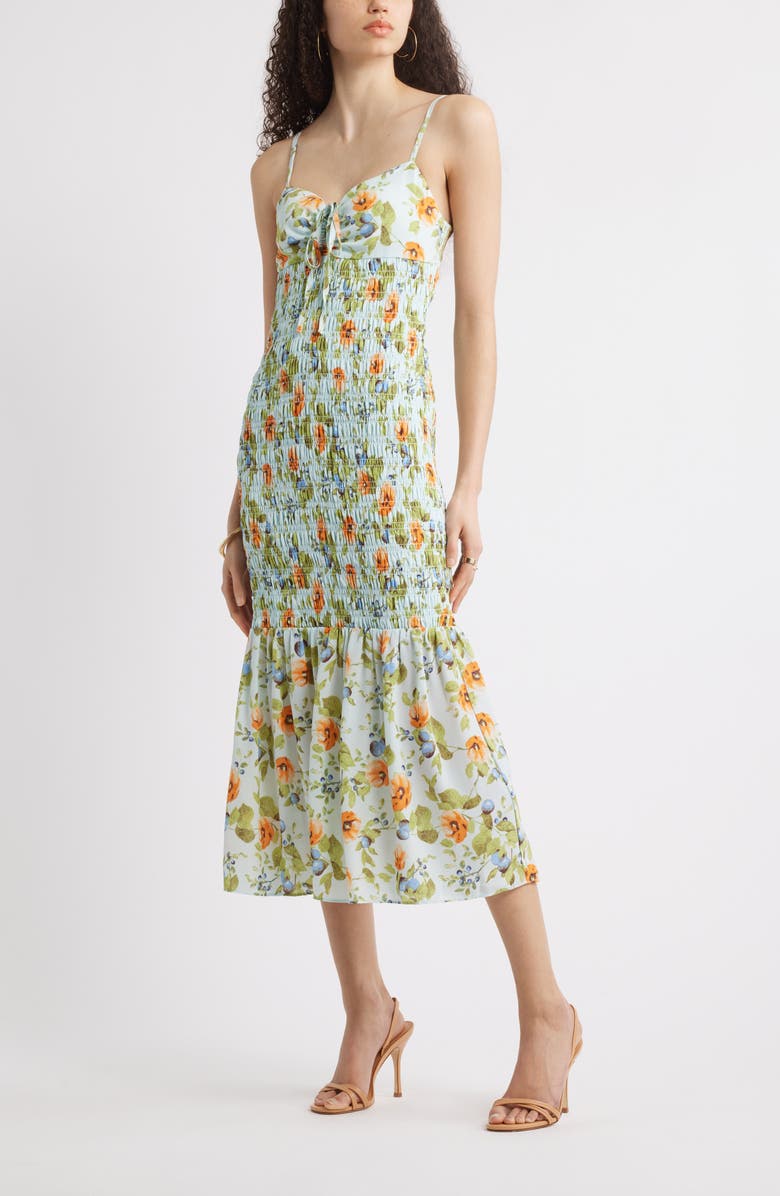 Chelsea28 Smocked Drop Waist Sundress, Main, color, Blue Sweet Fruit