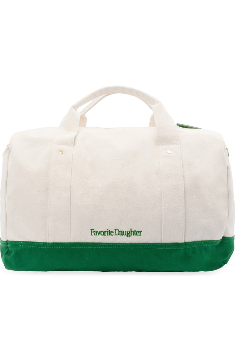 Favorite Daughter Mom of the Year Embroidered Canvas Duffle Bag, Alternate, color, Natural Green