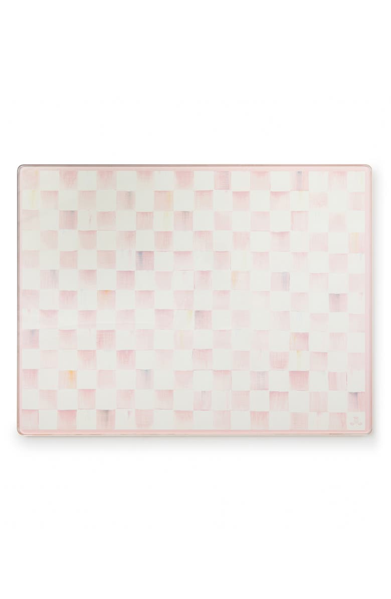 MACKENZIE CHILDS Rosy Check Set of 2 Glass Cutting Boards, Alternate, color, Rosy