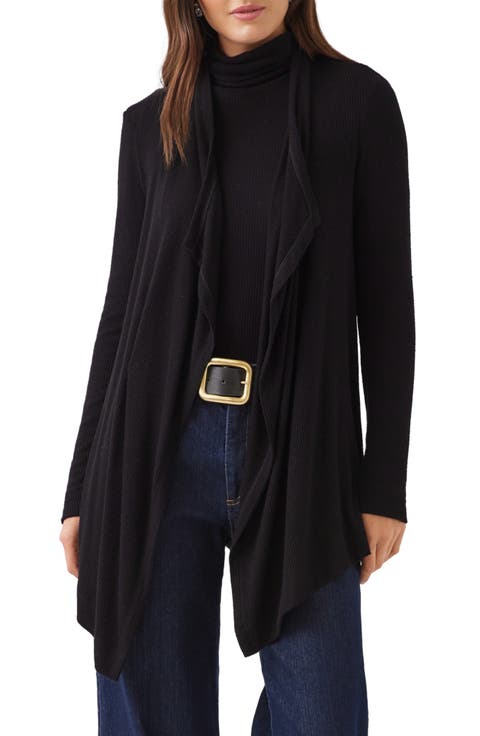 Ribbed Drape Front Cardigan