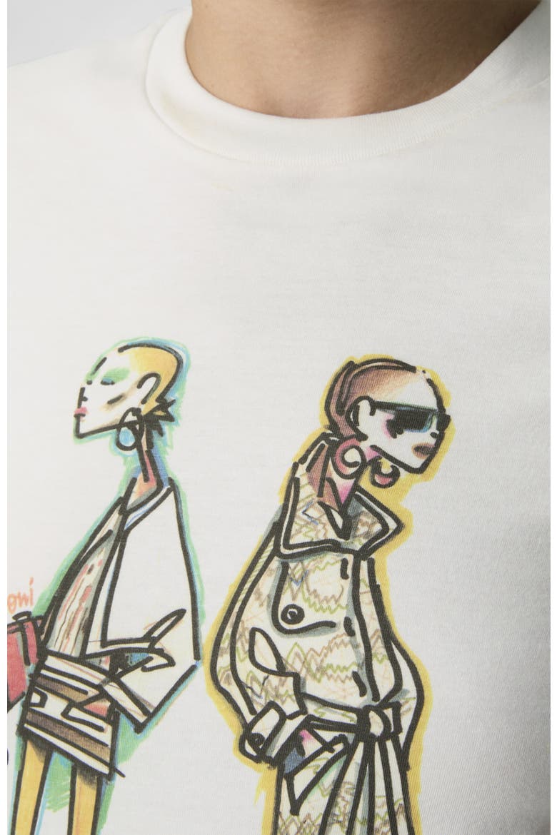 Crew-neck T-shirt In Cotton Jersey With Print And Logo, Alternate, color, White