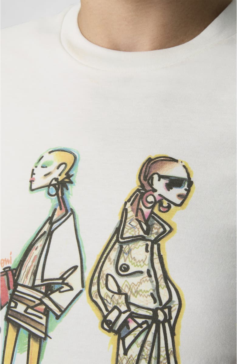 Missoni Crew-neck T-shirt In Cotton Jersey With Print And Logo, Alternate, color, Green& Brown