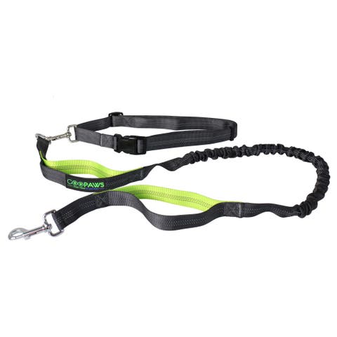 Hands Free Bungee Dog Leash Green, Medlg Dogs, Up To 150Lb