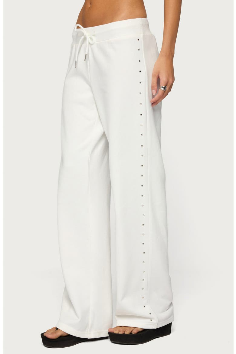 Enid Studded Wide Leg Sweatpants, Alternate, color, WHITE