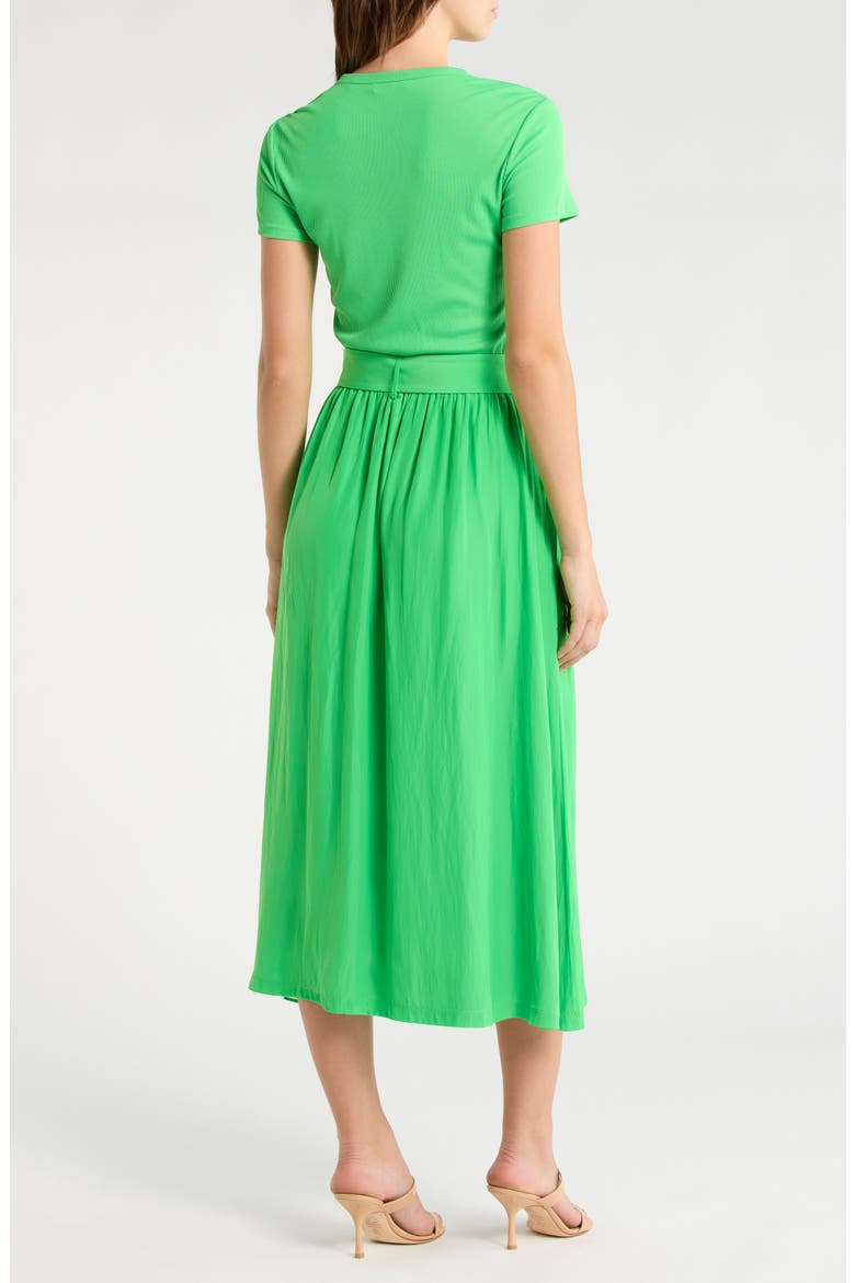 Sylvie Mixed Media Cotton Blend Dress, Alternate, color, TROPIC GREEN