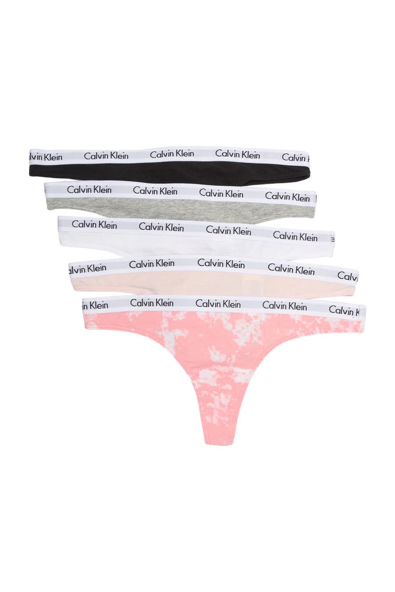 Logo Thongs - Pack of 5, Main, color, BLACK/GREY HEATHER/WHITE/NYMPH