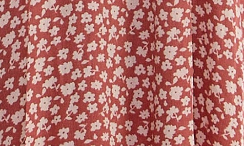 Nina Leonard Floral Cap Sleeve Shift Dress In Soft Red