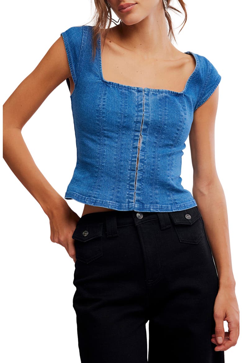 Marilyn Denim Corset Top, Main, color, SKYLIGHT